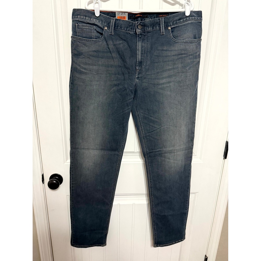 Alberto Jeans Mens 40x34 Pipe Regular Slim Fit Dark Wash Denim NEW